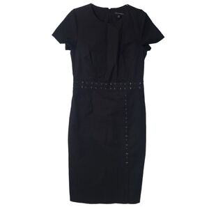 Banana Republic Black Lace Trim Short Sleeve Pencil Dress Size 10